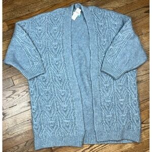 NWT Anthropologie Chunky Knit Open Cardigan Sweater Blue Men's Sz 3XL